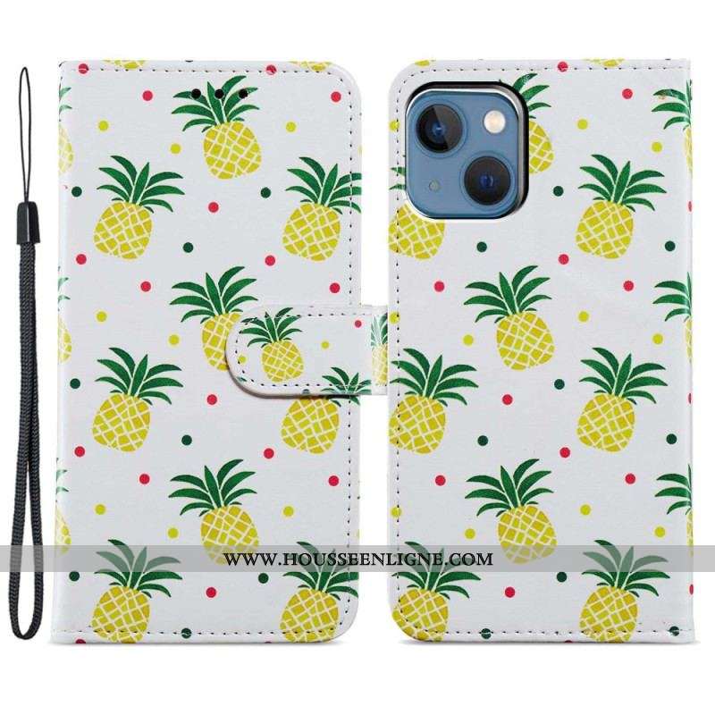 Housse iPhone 15 Ananas à Lanière