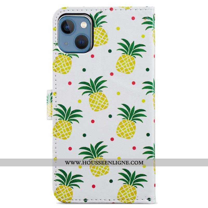 Housse iPhone 15 Ananas à Lanière