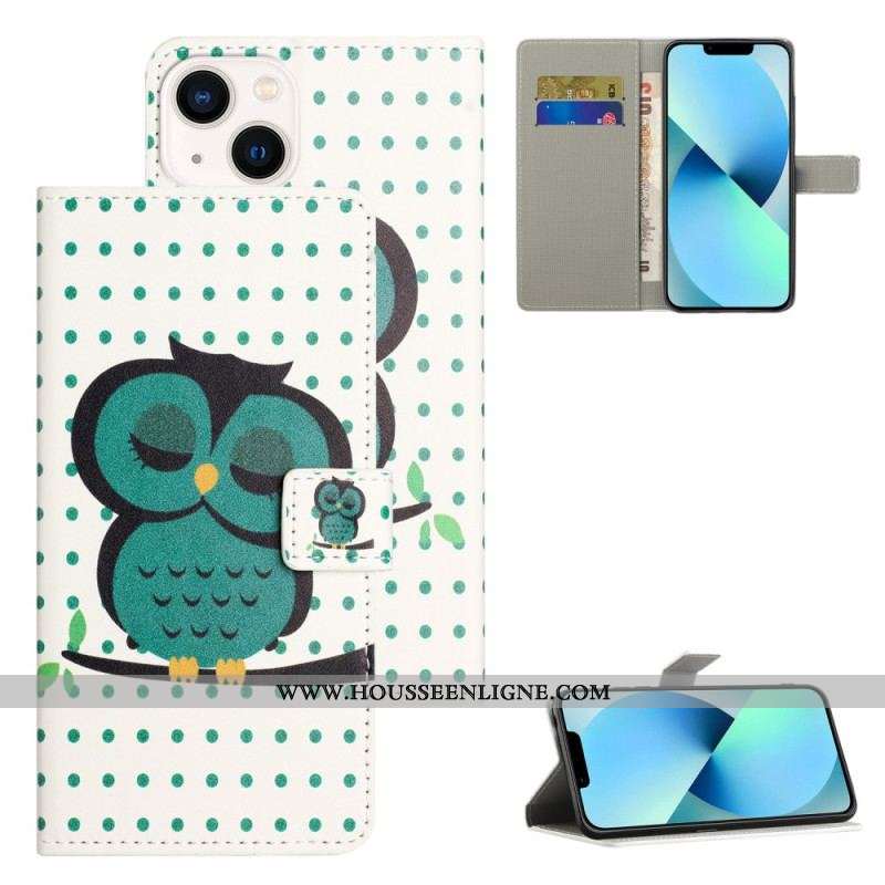 Housse iPhone 15 Hibou Endormi