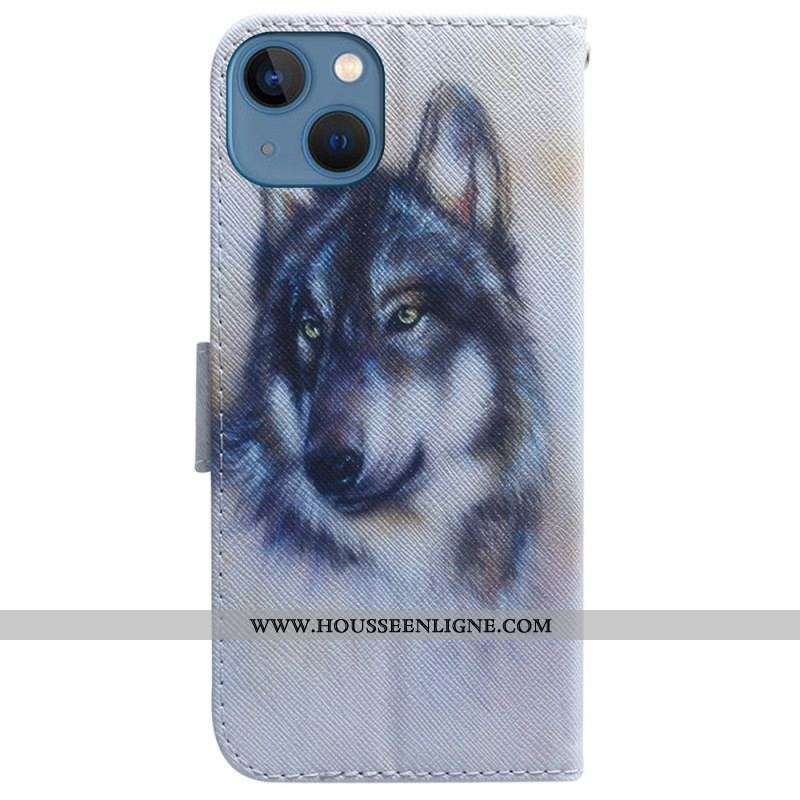 Housse iPhone 15 Loup Aquarelle