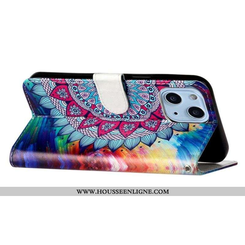 Housse iPhone 15 Mandala Flashy à Lanière