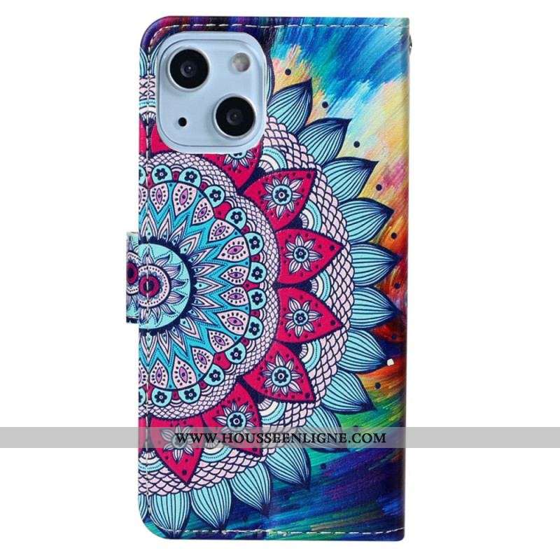 Housse iPhone 15 Mandala Flashy à Lanière