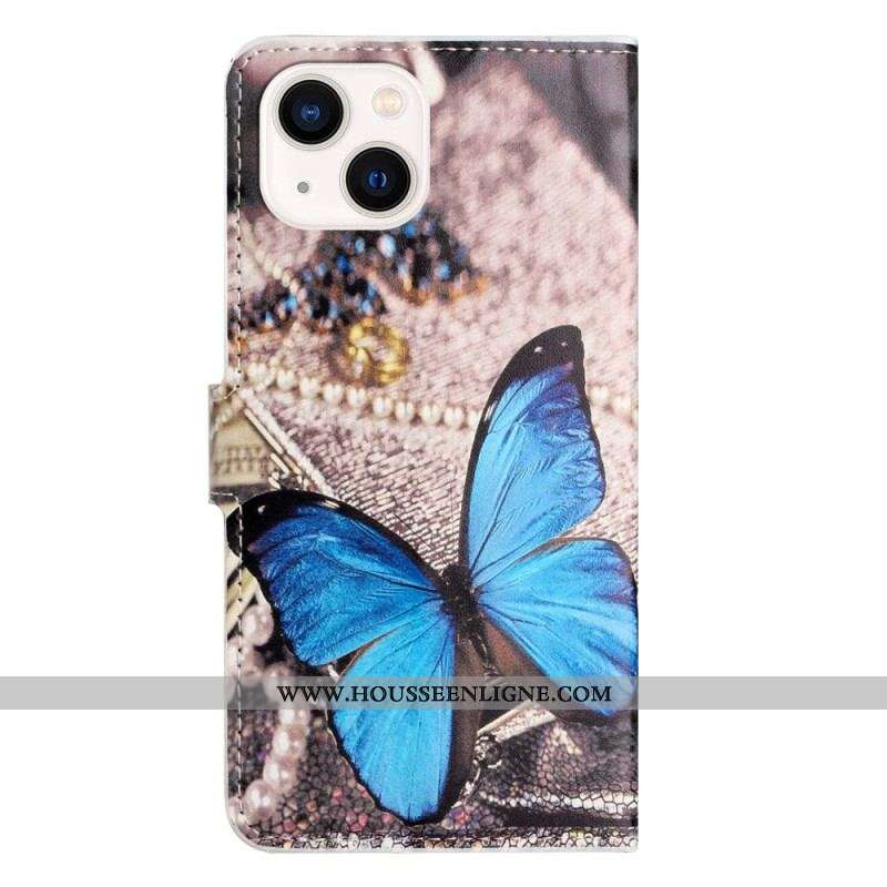 Housse iPhone 15 Papillon Bleu