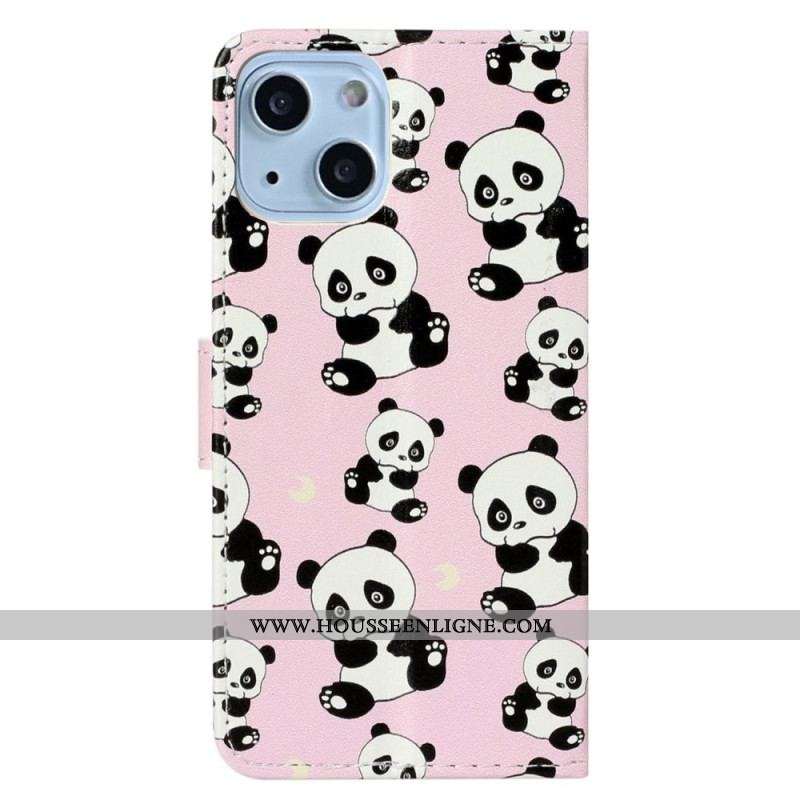 Housse iPhone 15 Petits Pandas à Lanière