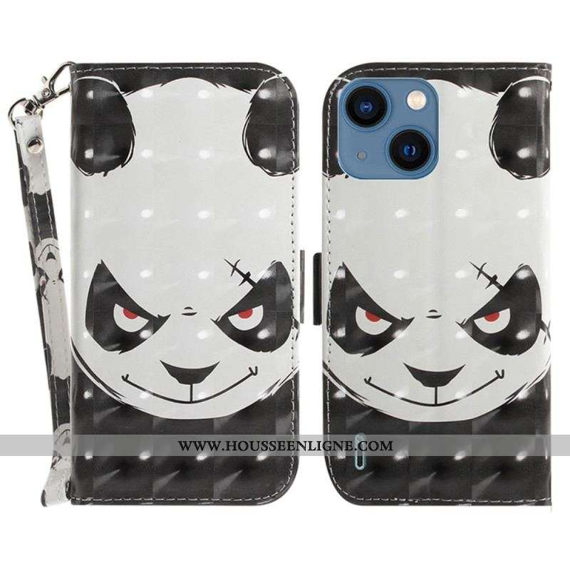 Housse iPhone 15 Plus Angry Panda à Lanière