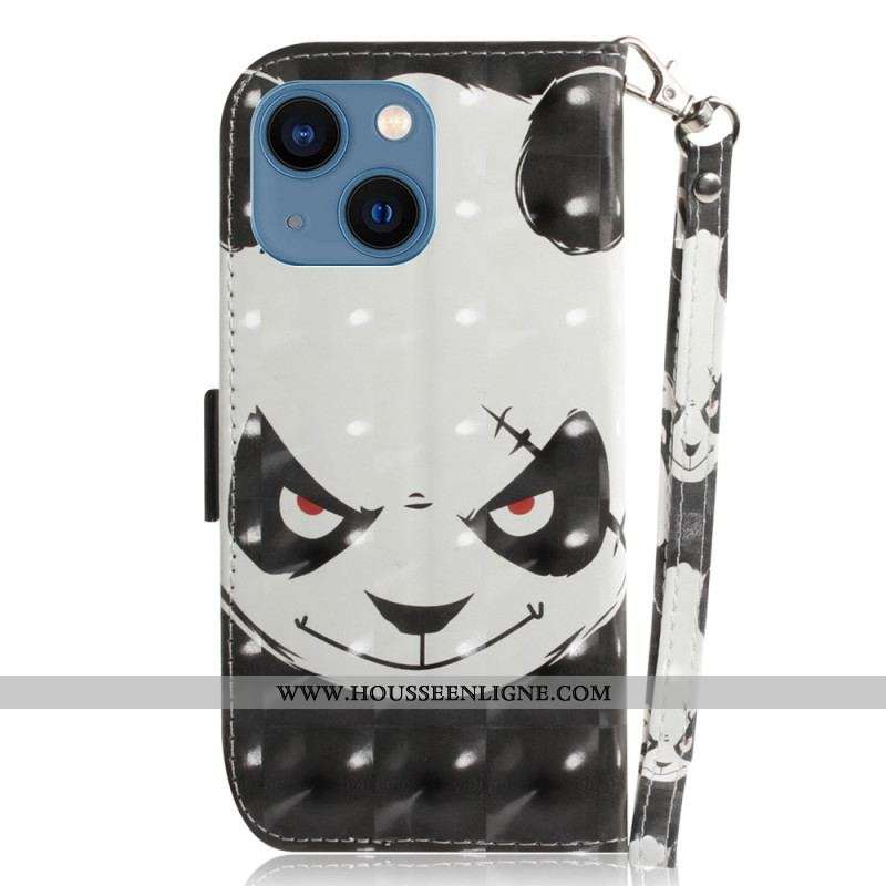 Housse iPhone 15 Plus Angry Panda à Lanière