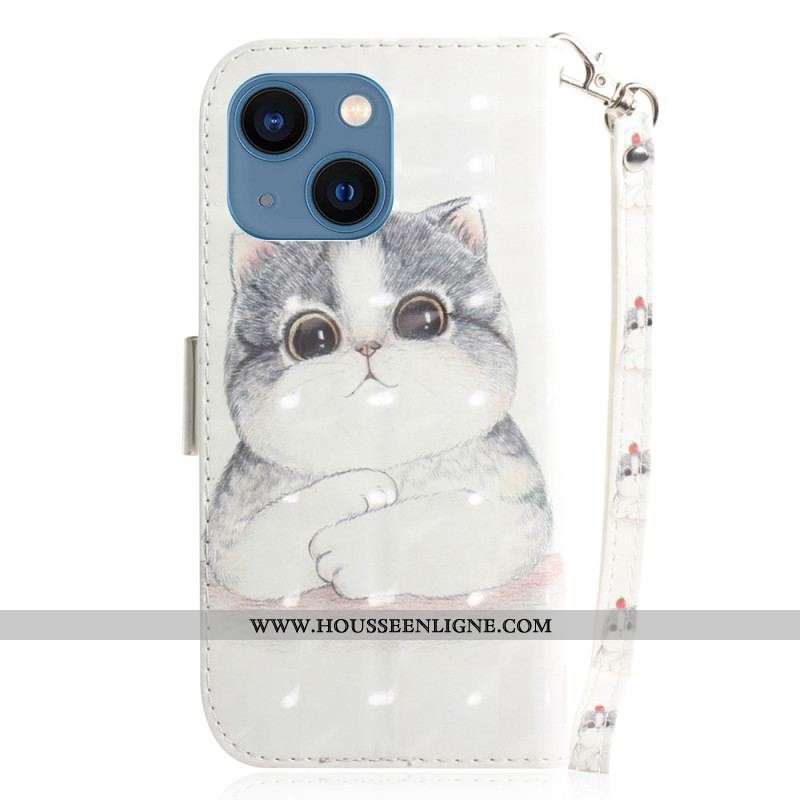 Housse iPhone 15 Plus Chat Graphique à Lanière