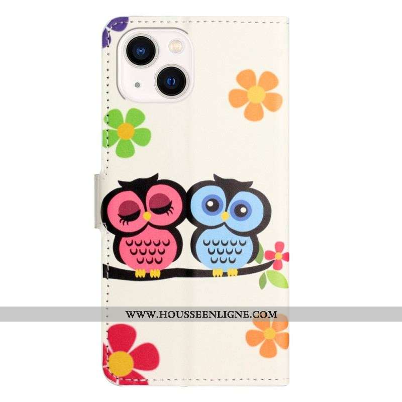 Housse iPhone 15 Plus Couple de Hiboux