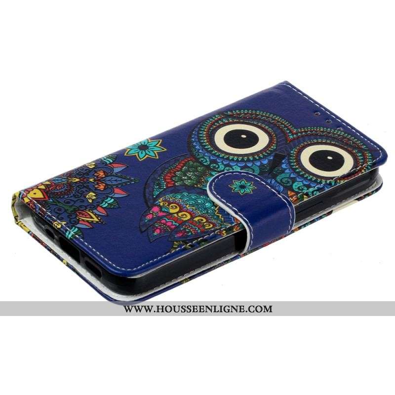 Housse iPhone 15 Plus Hibou Tribal à Lanière