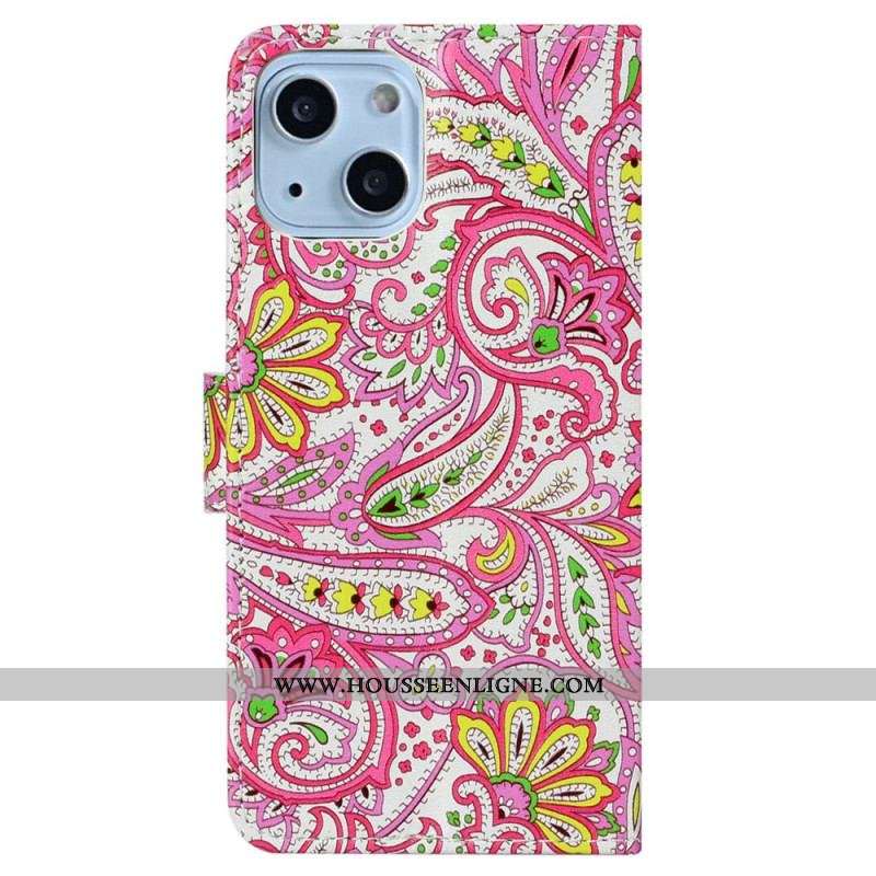 Housse iPhone 15 Plus Motif Coloré à Lanière