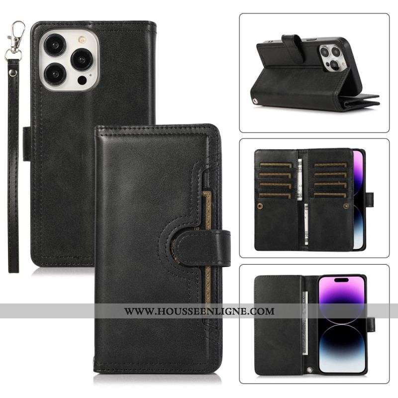 Housse iPhone 15 Plus Multi-Cartes et Pochette Frontale