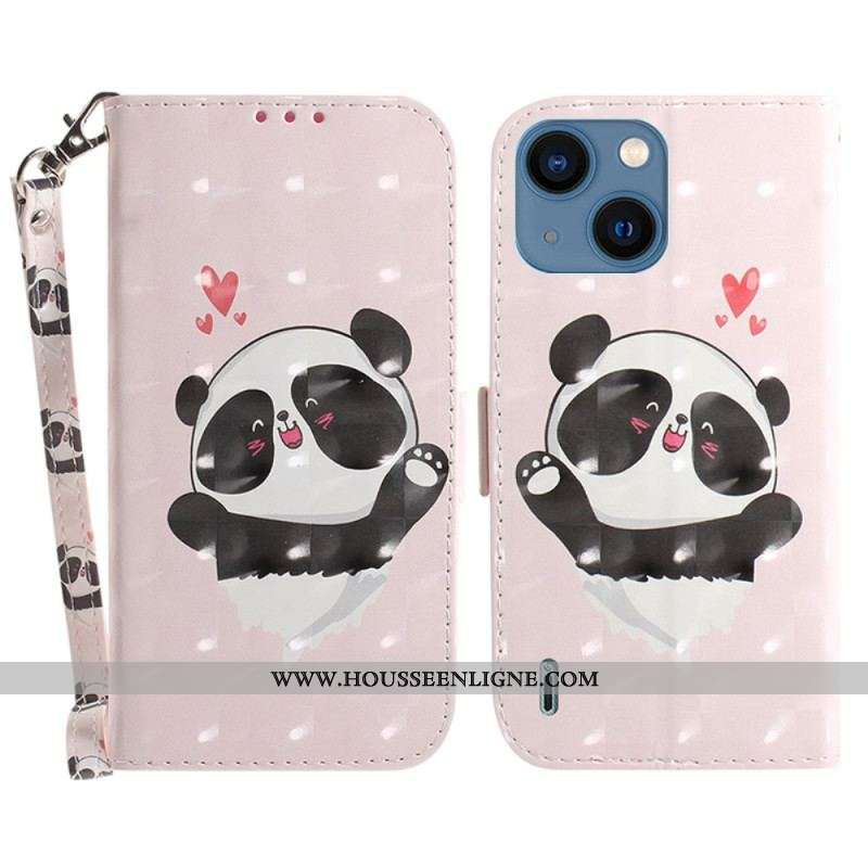 Housse iPhone 15 Plus Panda Love à Lanière