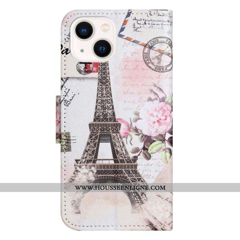 Housse iPhone 15 Plus Tour Eiffel Vintage