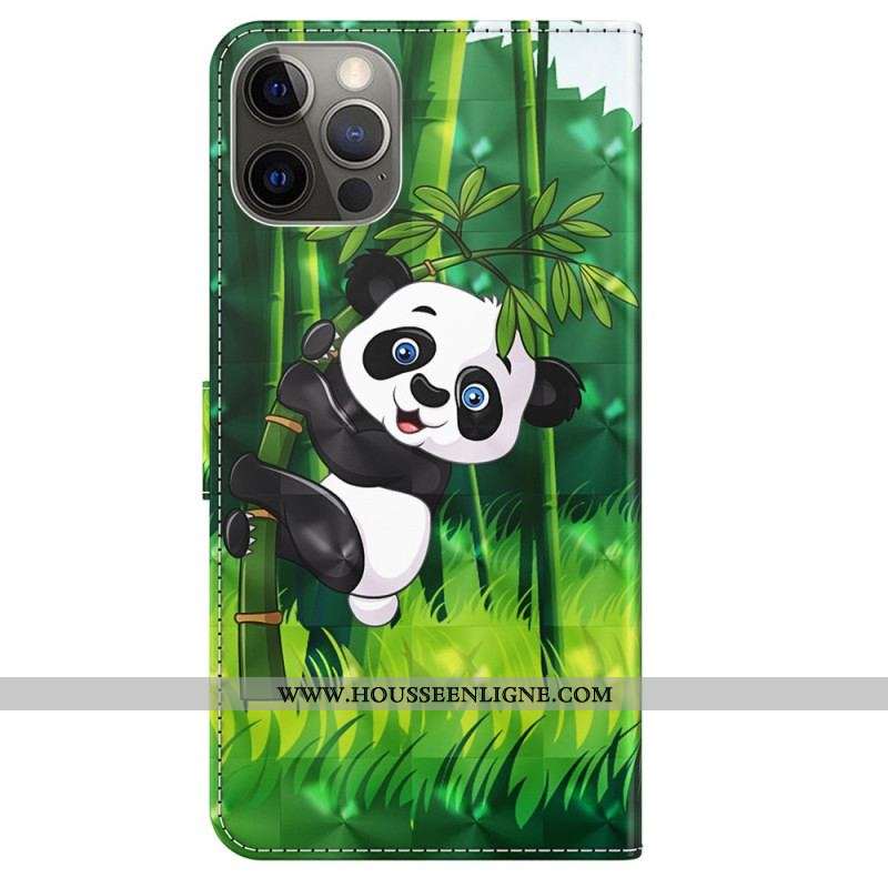 Housse iPhone 15 Pro Max Panda Bambou 3D à Lanière