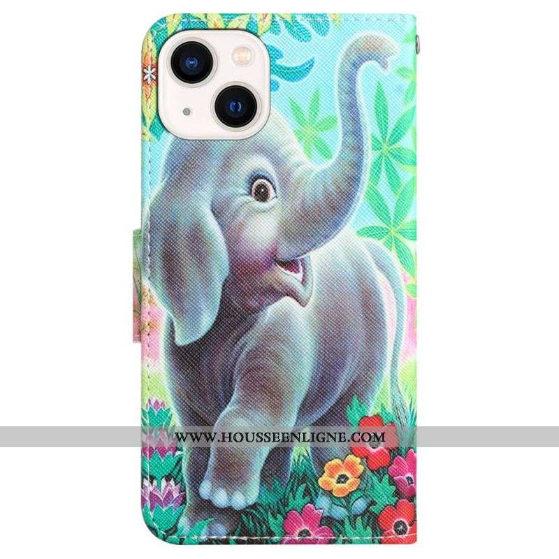 Housse iPhone 15 Promenade d'Éléphant à Lanière