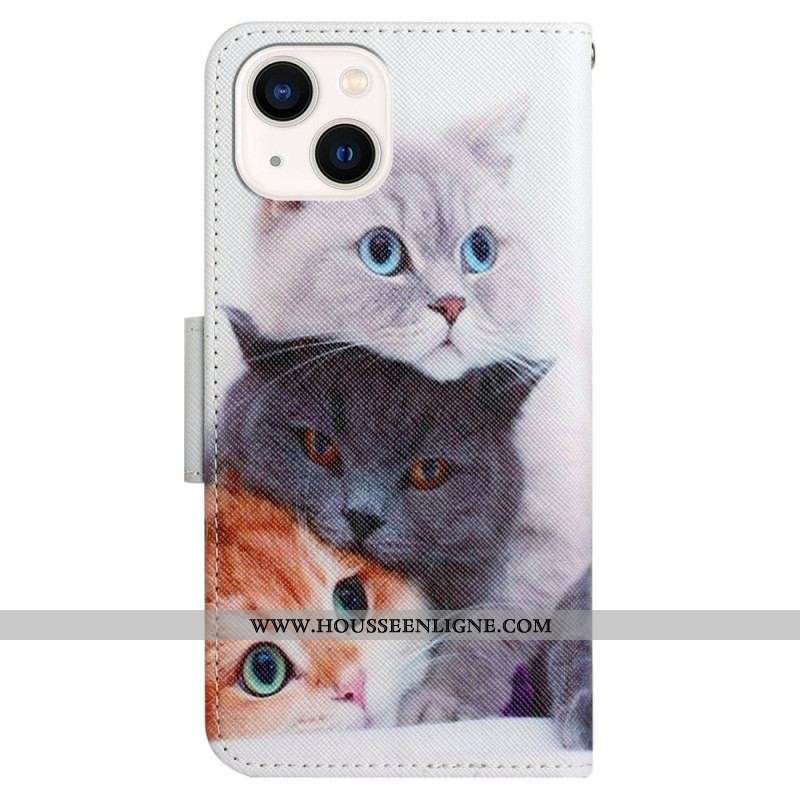 Housse iPhone 15 Que des Chat à Lanière