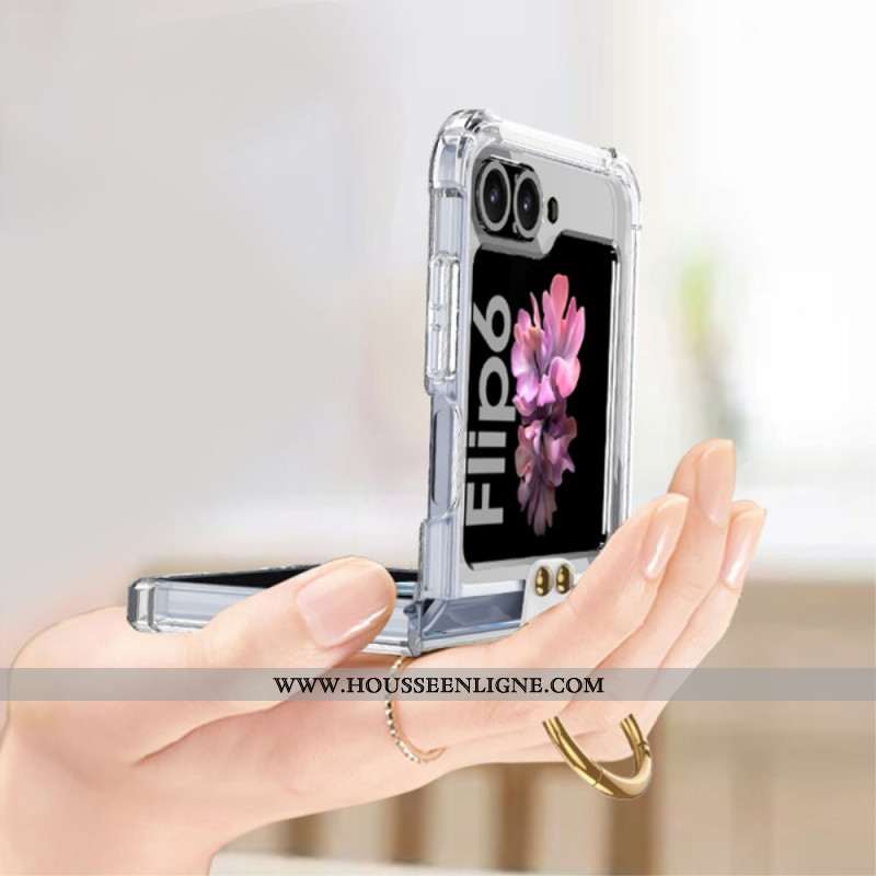 Coque GKK pour Samsung Galaxy Z Flip6 5G Transparente Anneau-Support Compatible MagSafe GKK