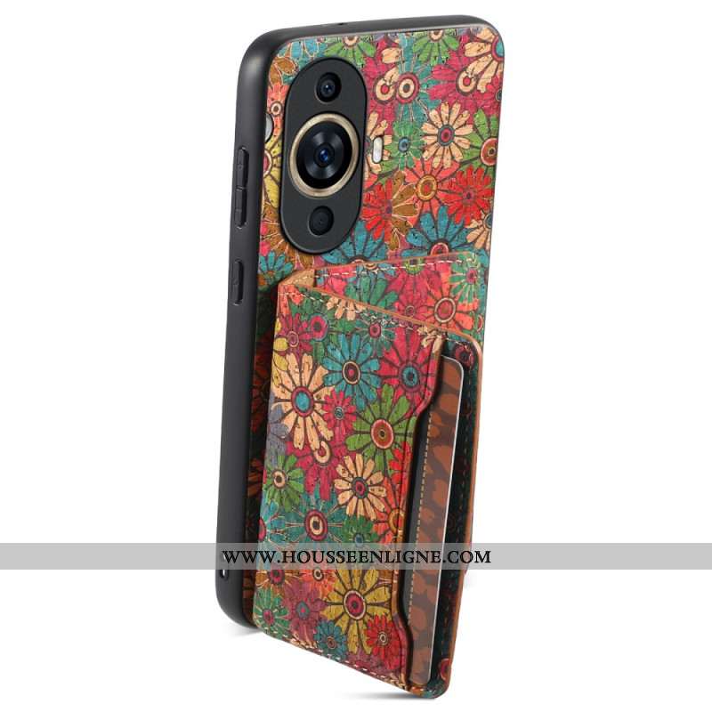 Coque Huawei Nova 12S Porte-Cartes Support Florale