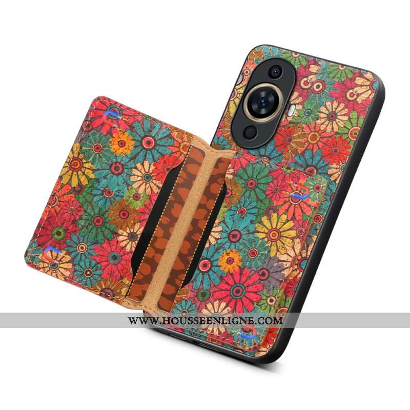 Coque Huawei Nova 12S Porte-Cartes Support Florale