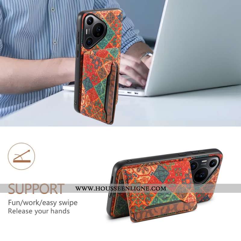 Coque Huawei Pura 70 Pro Porte-Cartes Motif Floral