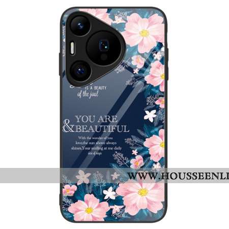 Coque Huawei Pura 70 Pro Verre Trempé Fleurs Roses