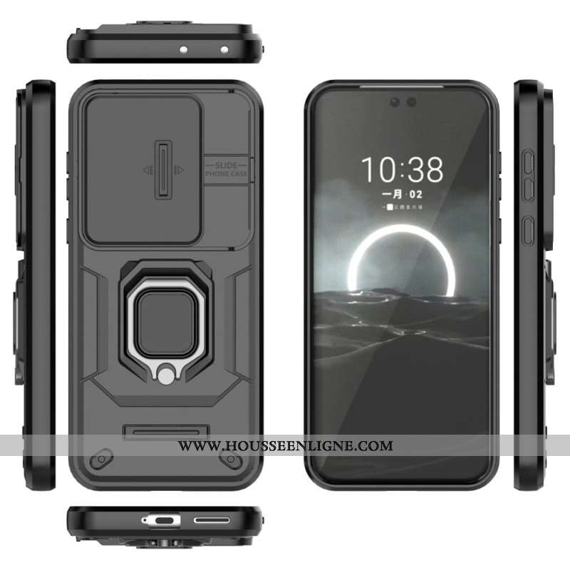 Coque Huawei Pura 70 Ultra Ring Résistante avec Protection Objectif Coulissante