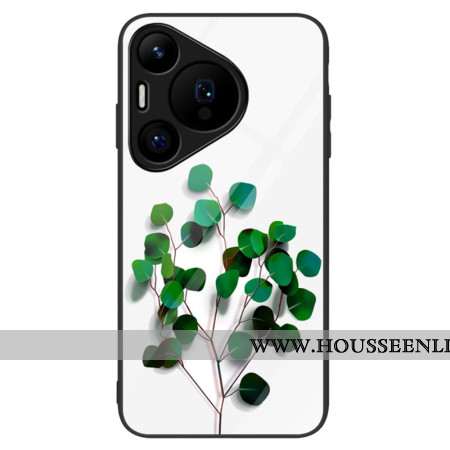 Coque Huawei Pura 70 Verre Trempé Feuilles Vertes