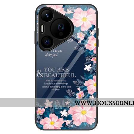 Coque Huawei Pura 70 Verre Trempé Fleurs Roses