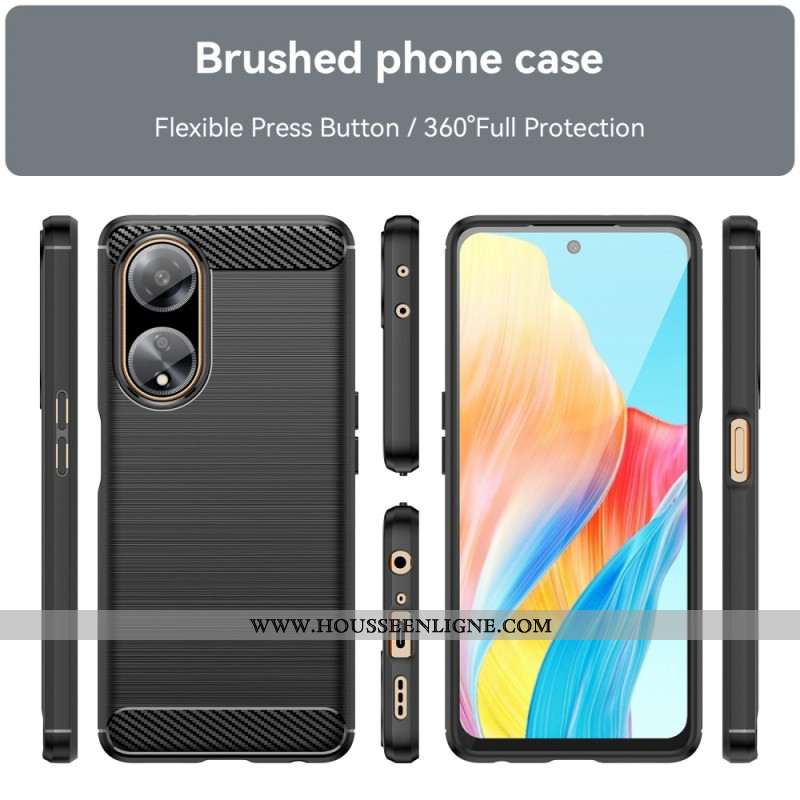 Coque Oppo A98 5G Fibre Carbone Brossée