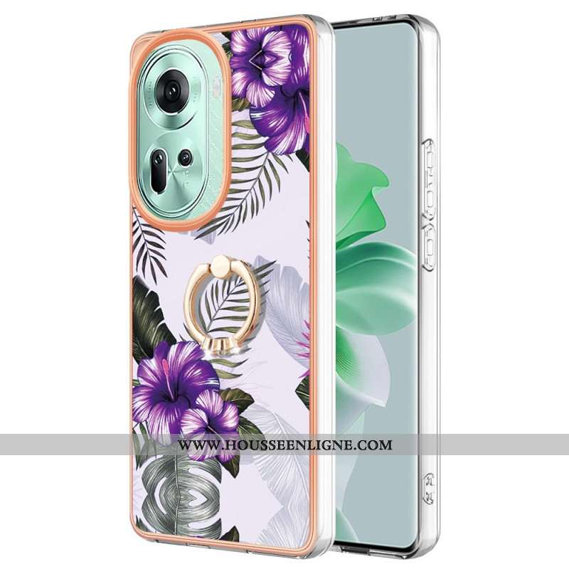 Coque Oppo Reno 11 5G Anneau-Support Design Marbré