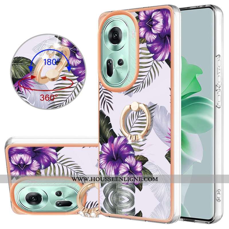 Coque Oppo Reno 11 5G Anneau-Support Design Marbré