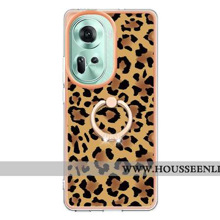 Coque Oppo Reno 11 5G Anneau-Support Imprimé Léopard