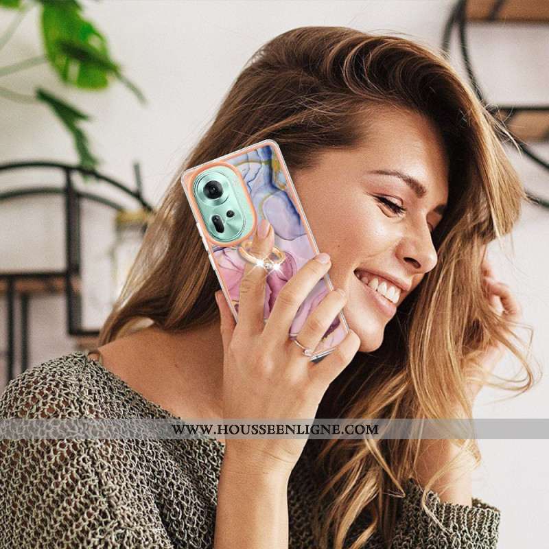 Coque Oppo Reno 11 5G Anneau-Support Marbre