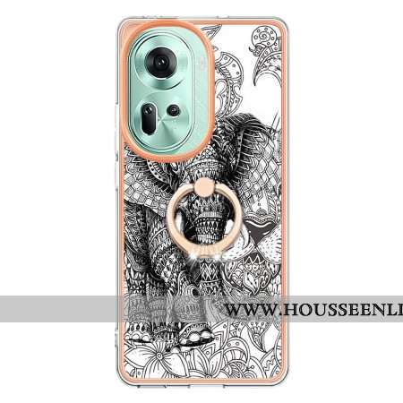 Coque Oppo Reno 11 5G Anneau-Support. Éléphant Totem