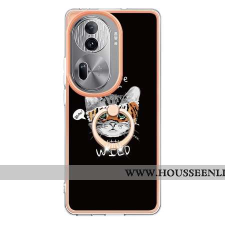 Coque Oppo Reno 11 Pro 5G Anneau-Support Motif Chat et Tigre