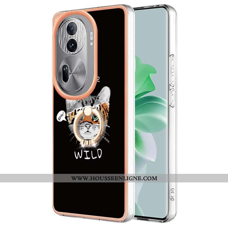 Coque Oppo Reno 11 Pro 5G Anneau-Support Motif Chat et Tigre