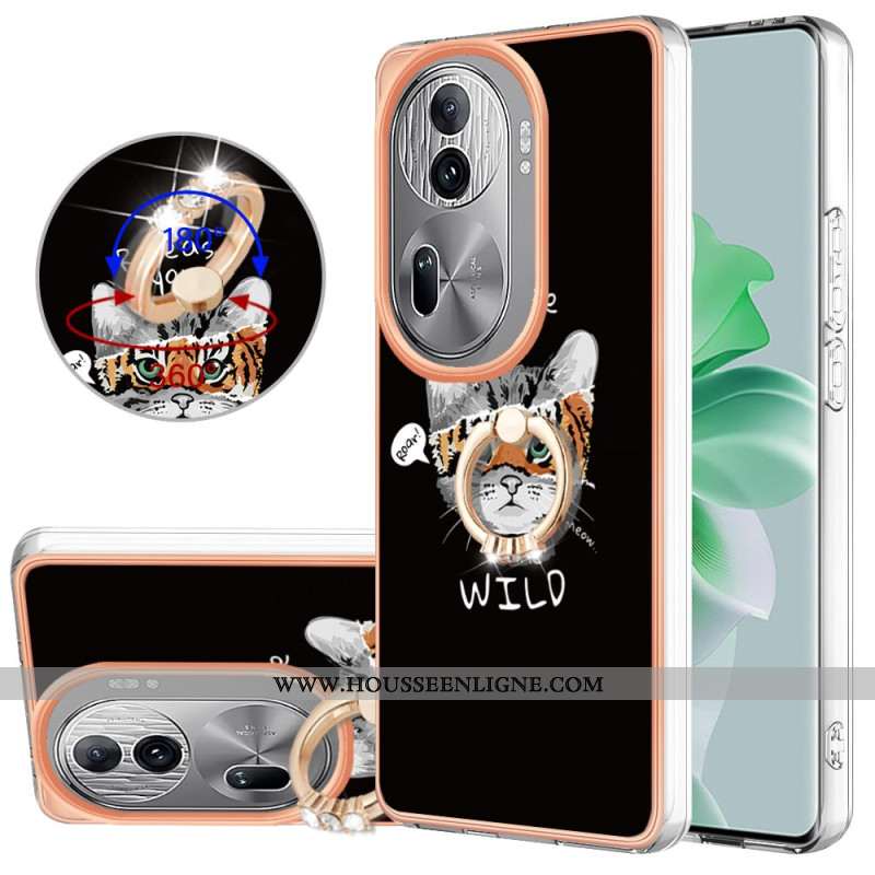 Coque Oppo Reno 11 Pro 5G Anneau-Support Motif Chat et Tigre