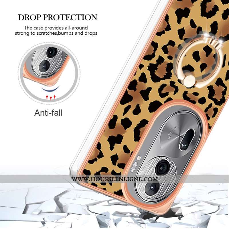 Coque Oppo Reno 11 Pro 5G Anneau-Support Motif Léopard