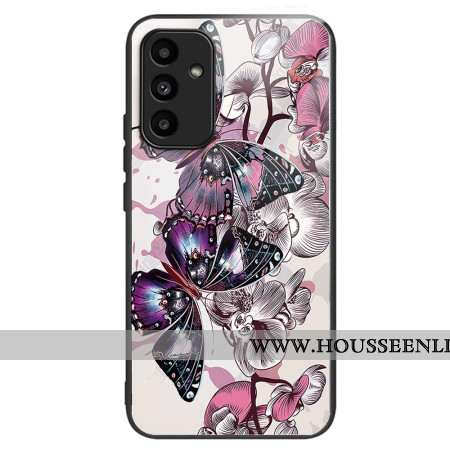 Coque Samsung Galaxy A15 5G / A15 Verre Trempé Papillons Pourpres