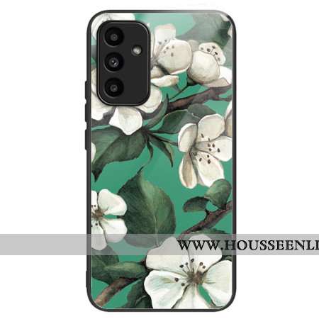 Coque Samsung Galaxy A15 5G / A15 Verre trempé Fleurs blanches