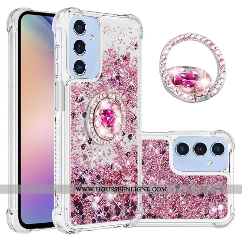 Coque Samsung Galaxy A15 5G Anneau-Support Paillettes Liquides