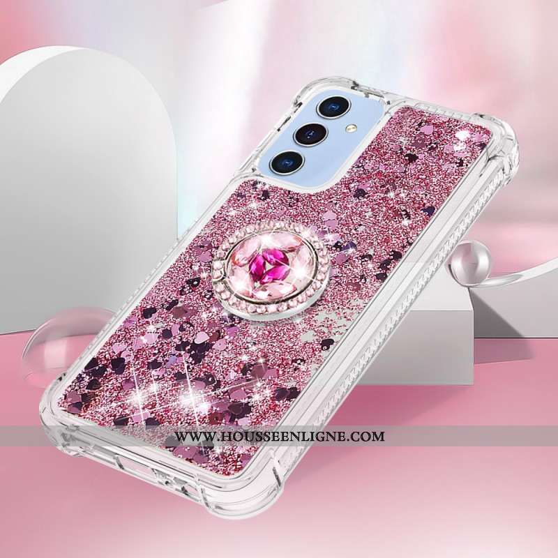 Coque Samsung Galaxy A15 5G Anneau-Support Paillettes Liquides