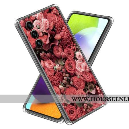 Coque Samsung Galaxy A15 Fleurs Roses et Rouge