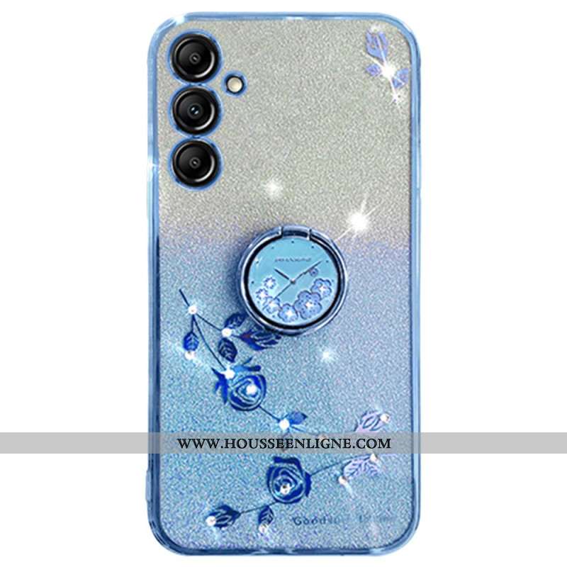 Coque Samsung Galaxy A16 4G / 5G Anneau-Support Fleurs et Strass KADEM