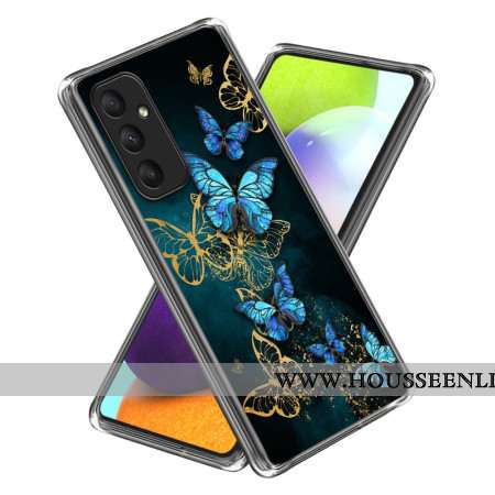 Coque Samsung Galaxy A55 5G Grappe de Papillons Bleus