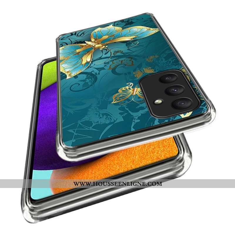 Coque Samsung Galaxy A55 5G Motif Papillon Doré