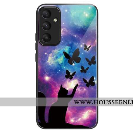 Coque Samsung Galaxy A55 5G Verre Trempé Chat et Papillons