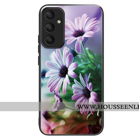 Coque Samsung Galaxy A55 5G Verre Trempé Chrysanthèmes Violets