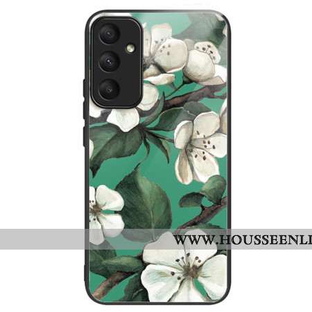 Coque Samsung Galaxy A55 5G Verre Trempé Fleurs Blanches