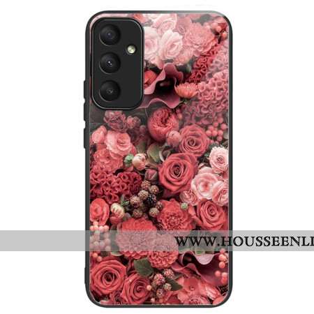 Coque Samsung Galaxy A55 5G Verre Trempé Fleurs Rouges et Roses